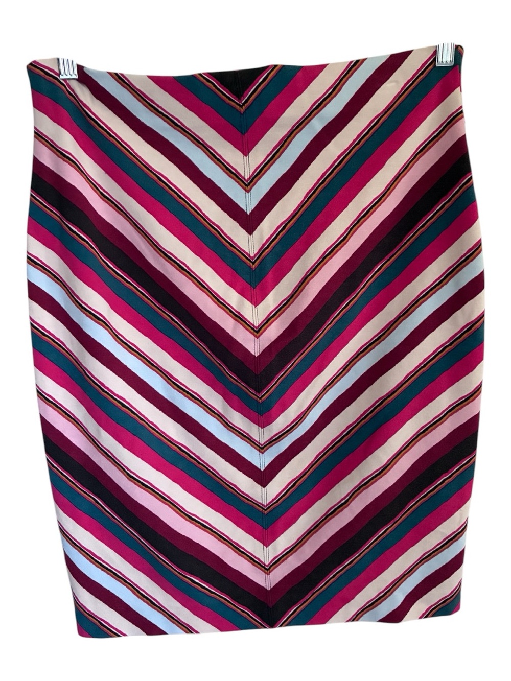 Loft Striped 70s Style Chevron Midi Skirt - Multicolor Pink & Teal Sz M - Picture 3 of 8
